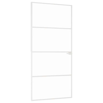 Interior Door White 93x201,5 cm Tempered Glass&Aluminium Slim