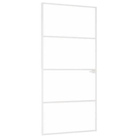Interior Door White 93x201,5 cm Tempered Glass&Aluminium Slim