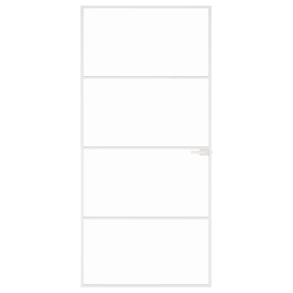 Interior Door White 93x201,5 cm Tempered Glass&Aluminium Slim