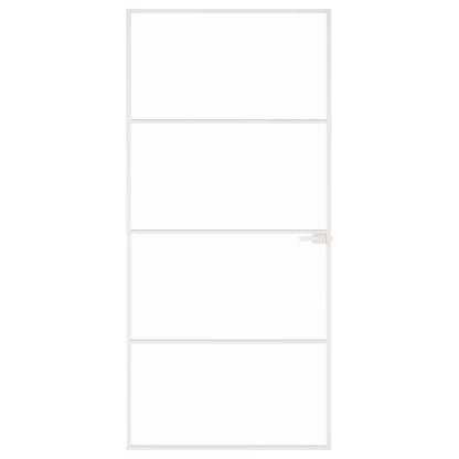 Interior Door White 93x201,5 cm Tempered Glass&Aluminium Slim