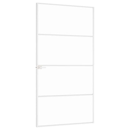Interior Door White 102x201.5 cm Tempered Glass&Aluminium Slim