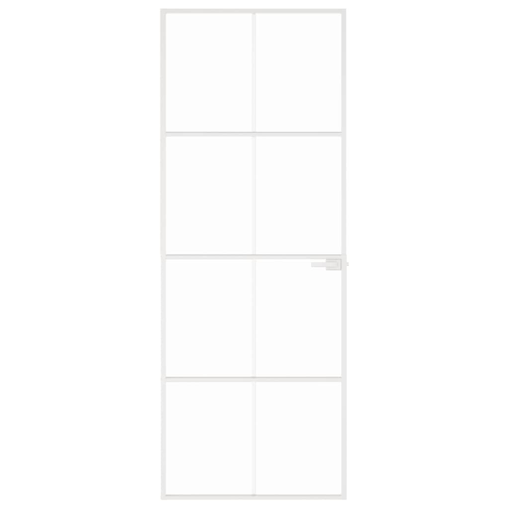 Interior Door White 76x201.5 cm Tempered Glass&Aluminium Slim