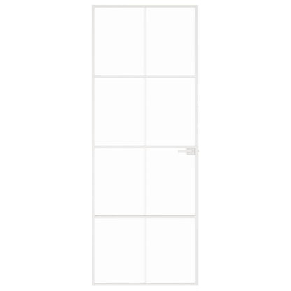Interior Door White 76x201,5 cm Tempered Glass&Aluminium Slim