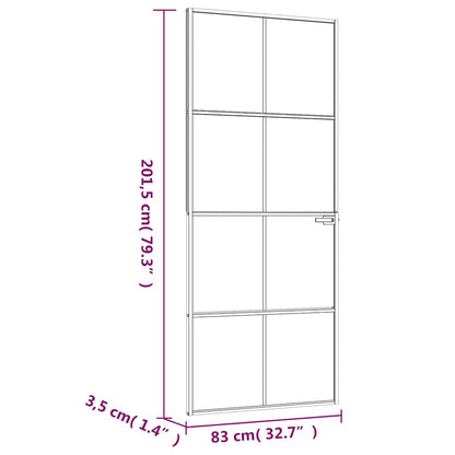 Interior Door White 83x201.5 cm Tempered Glass&Aluminium Slim