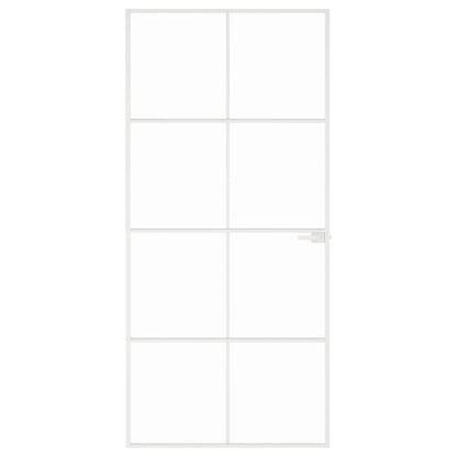 Interior Door White 93x201.5 cm Tempered Glass&Aluminium Slim