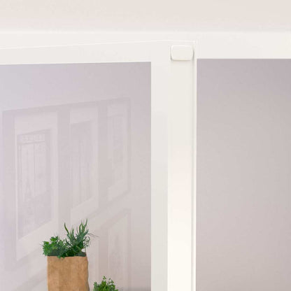 Interior Door White 93x201.5 cm Tempered Glass&Aluminium Slim