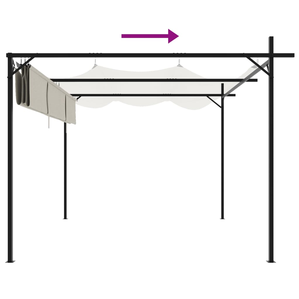 Pergola with Retractable Roof Cream 295x292x230 cm
