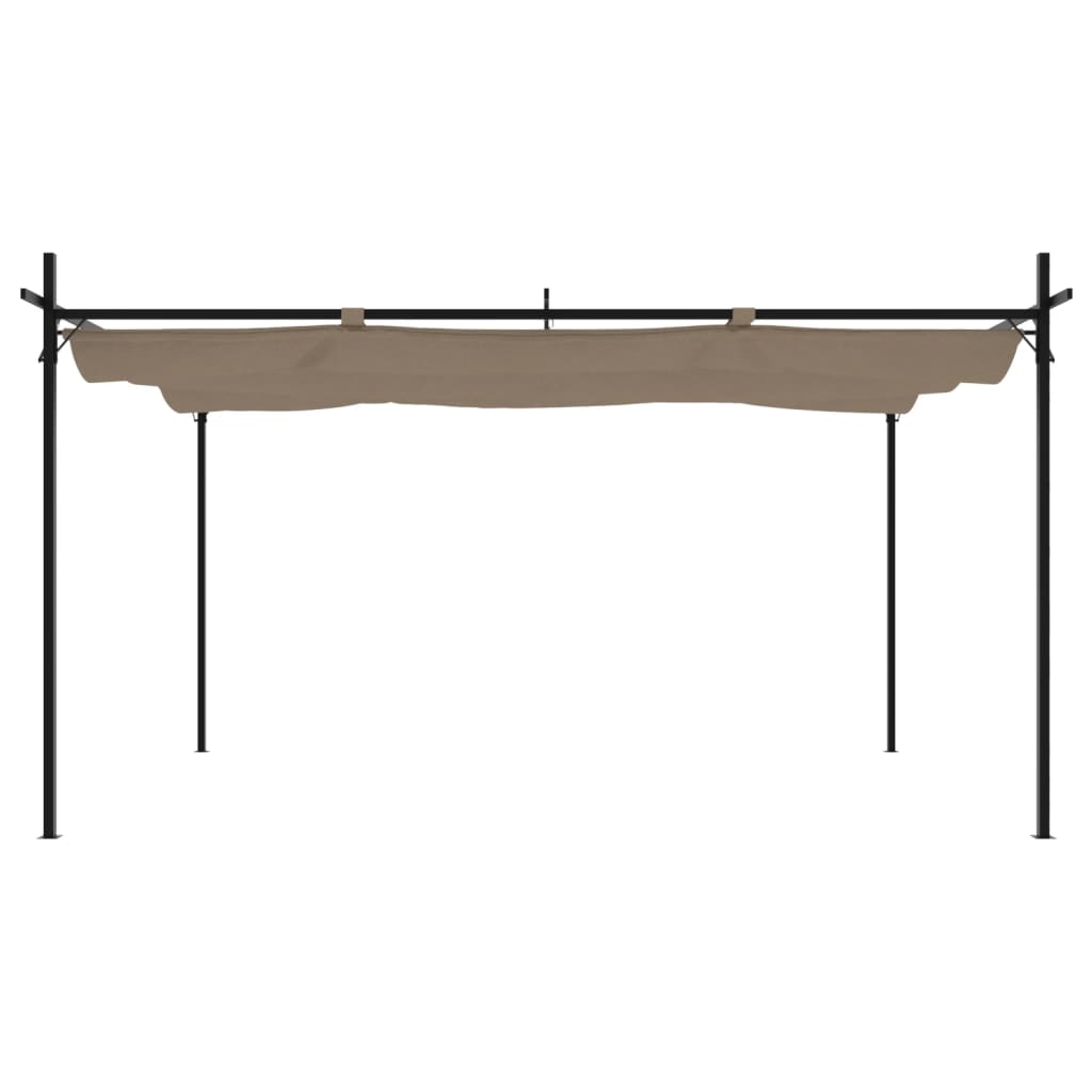 Pergola with Retractable Roof Taupe 395x292x230 cm