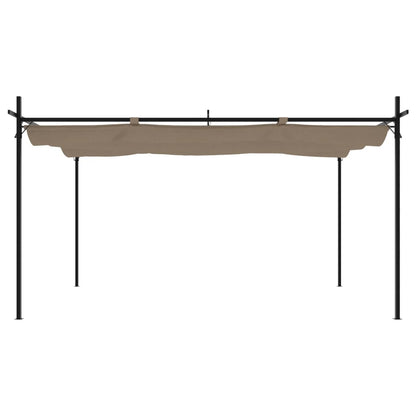 Pergola with Retractable Roof Taupe 395x292x230 cm