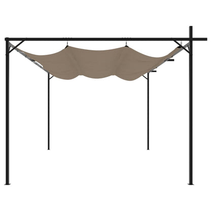 Pergola with Retractable Roof Taupe 395x292x230 cm