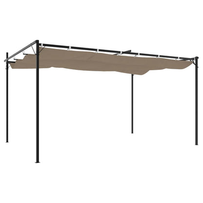 Pergola with Retractable Roof Taupe 395x292x230 cm