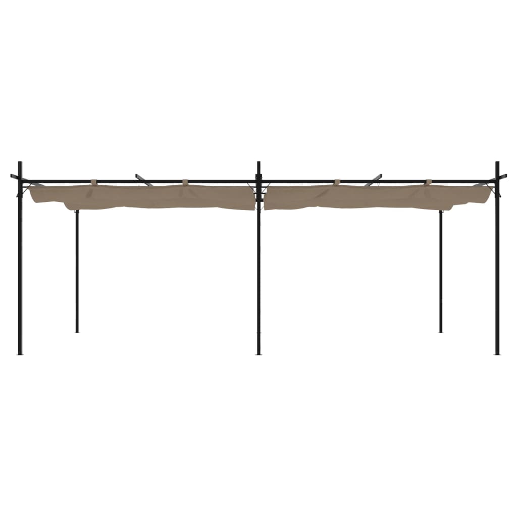 Pergola with Retractable Roof Taupe 589x292x230 cm