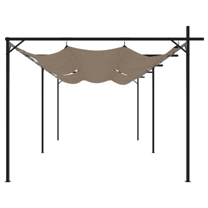 Pergola with Retractable Roof Taupe 589x292x230 cm