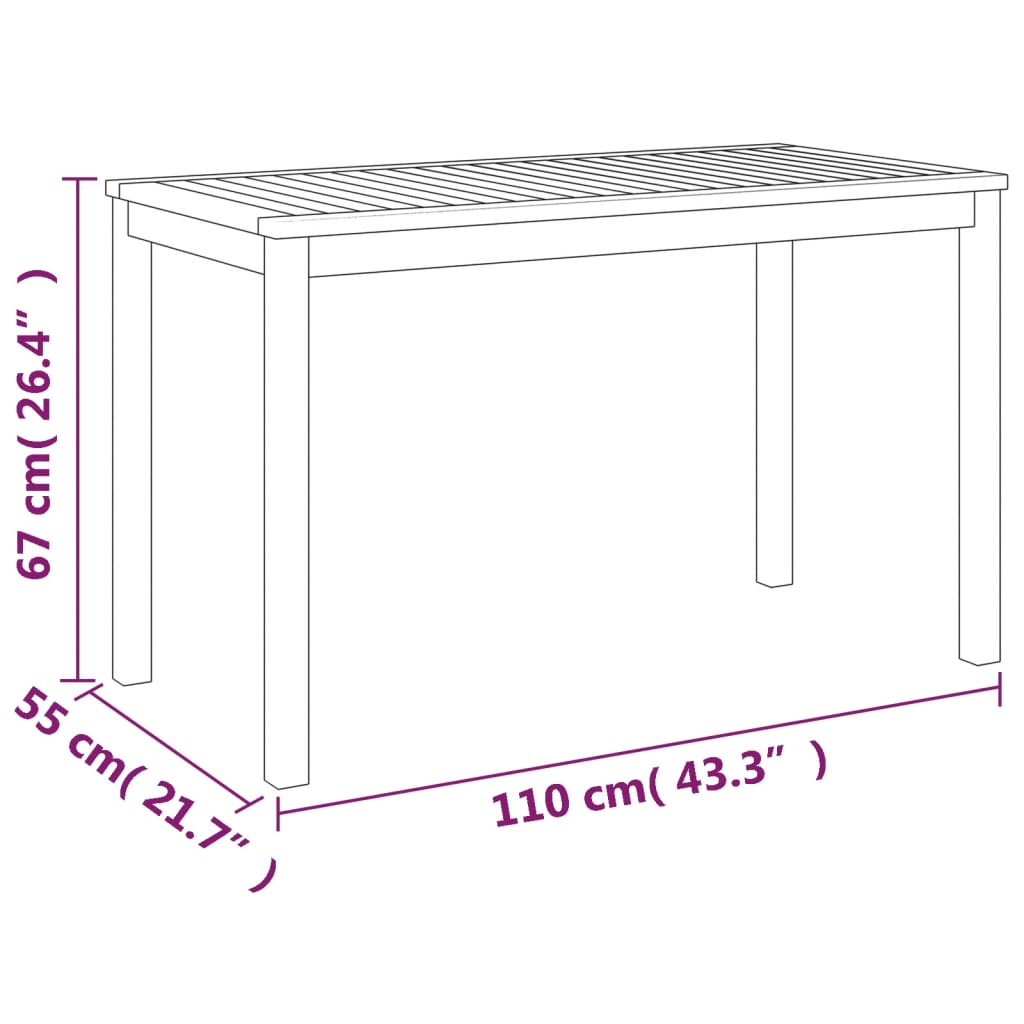 Garden Table | Natural Wood | Solid Acacia Wood | Medium | Durable