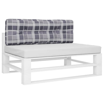 Pallet Cushion Grey Check Pattern 120x40x12 cm Fabric
