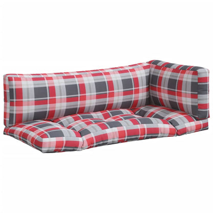Pallet Cushions 3 pcs Red Check Fabric