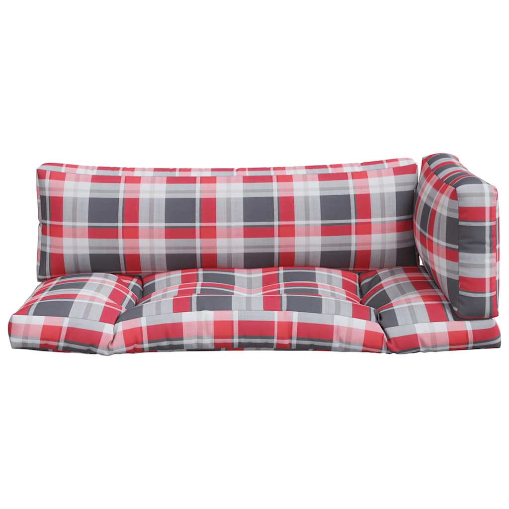 Pallet Cushions 3 pcs Red Check Fabric