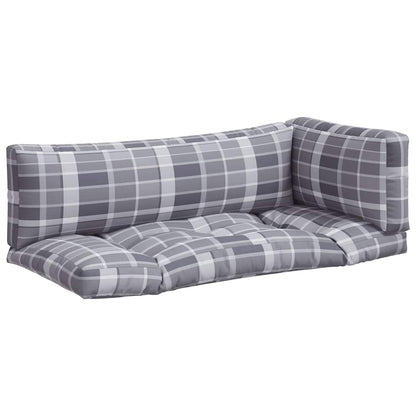 Pallet Cushions 3 pcs Grey Check Fabric
