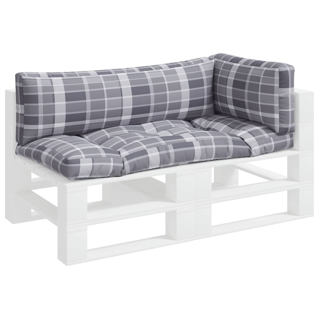 Pallet Cushions 3 pcs Grey Check Fabric