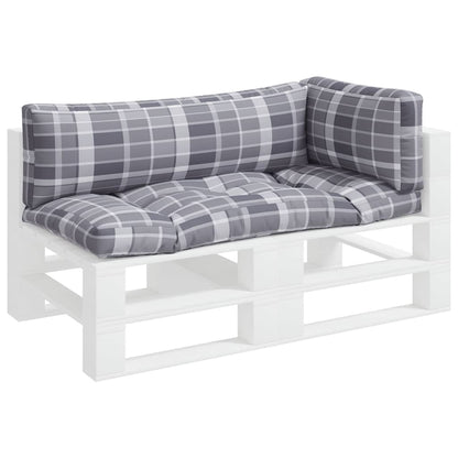 Pallet Cushions 3 pcs Grey Check Fabric