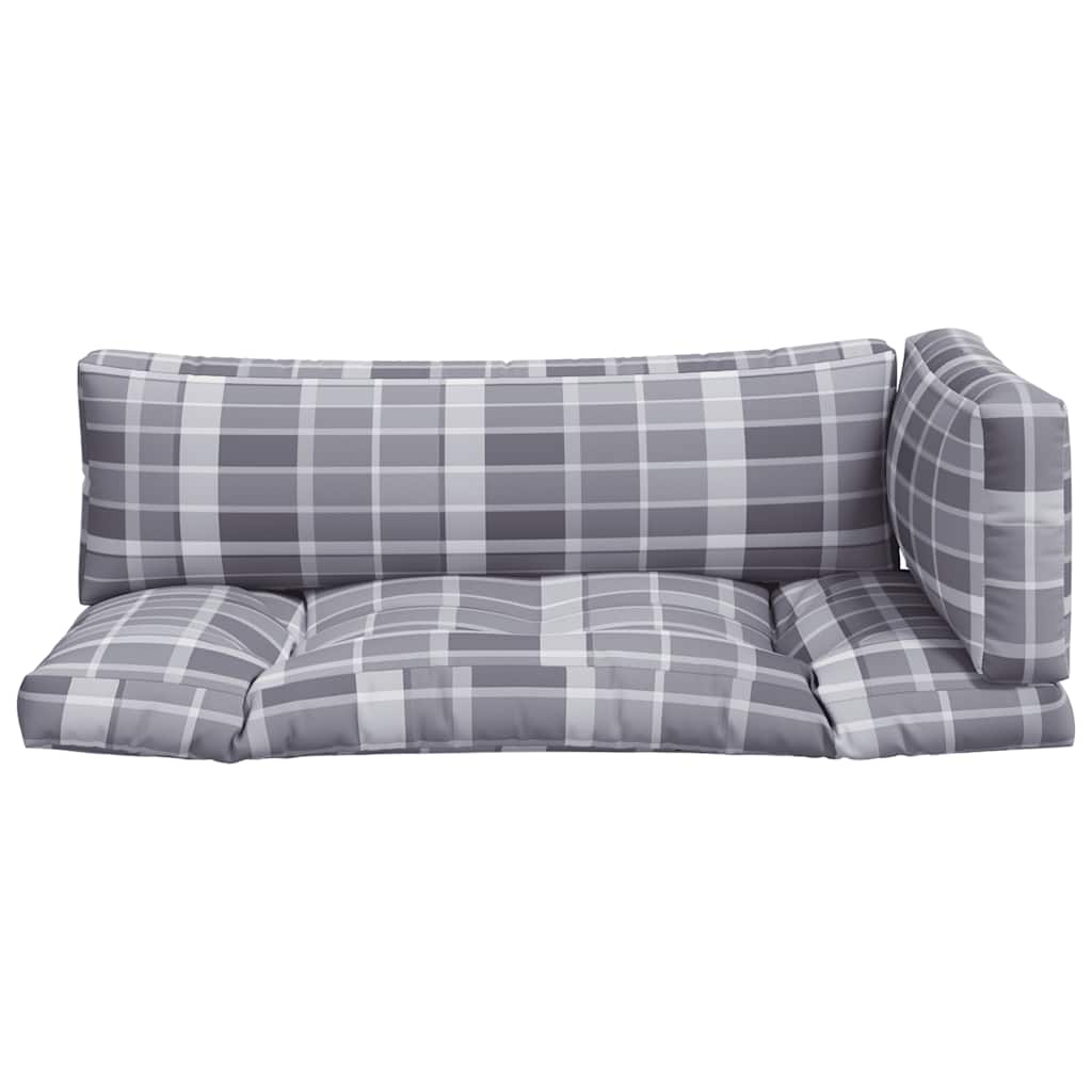 Pallet Cushions 3 pcs Grey Check Fabric