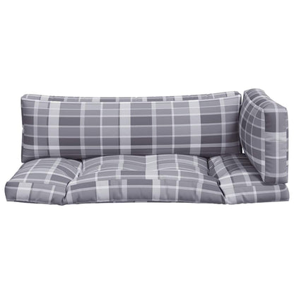 Pallet Cushions 3 pcs Grey Check Fabric