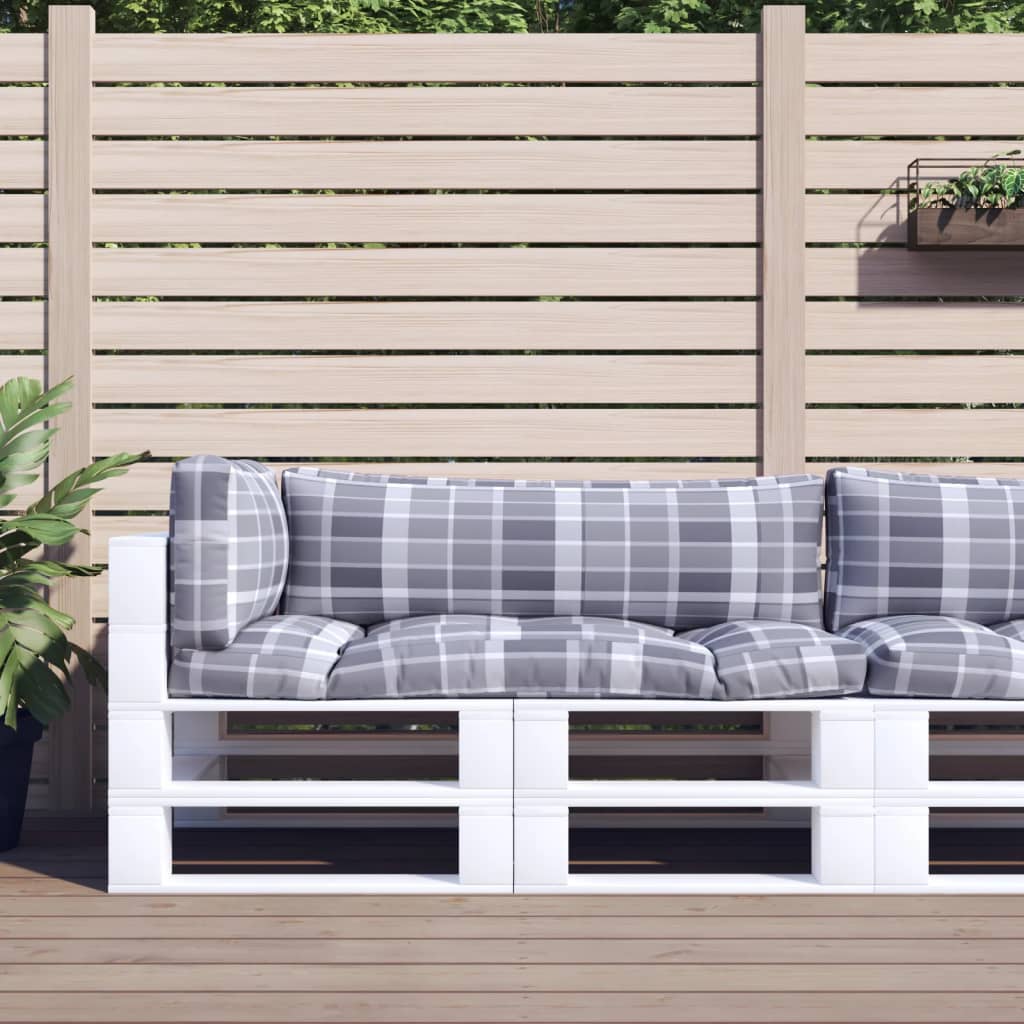Pallet Cushions 3 pcs Grey Check Fabric