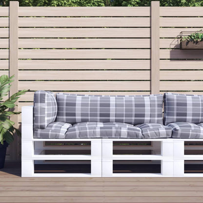 Pallet Cushions 3 pcs Grey Check Fabric