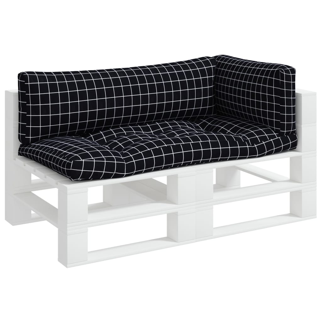 Pallet Cushions 3 pcs Black Check Pattern Oxford Fabric
