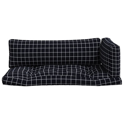 Pallet Cushions 3 pcs Black Check Pattern Oxford Fabric