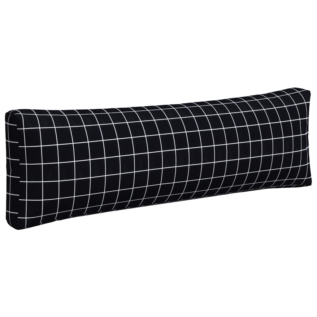 Pallet Cushions 3 pcs Black Check Pattern Oxford Fabric