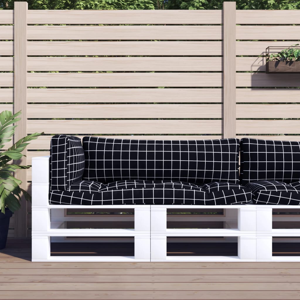 Pallet Cushions 3 pcs Black Check Pattern Oxford Fabric