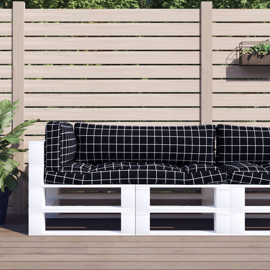 Pallet Cushions 3 pcs Black Check Pattern Oxford Fabric