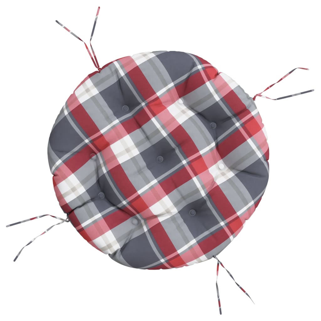 Round Cushion Red Check Pattern Ø 60 x11 cm Oxford Fabric