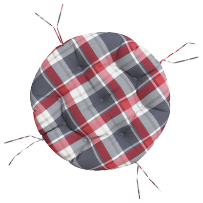 Round Cushion Red Check Pattern Ø 60 x11 cm Oxford Fabric