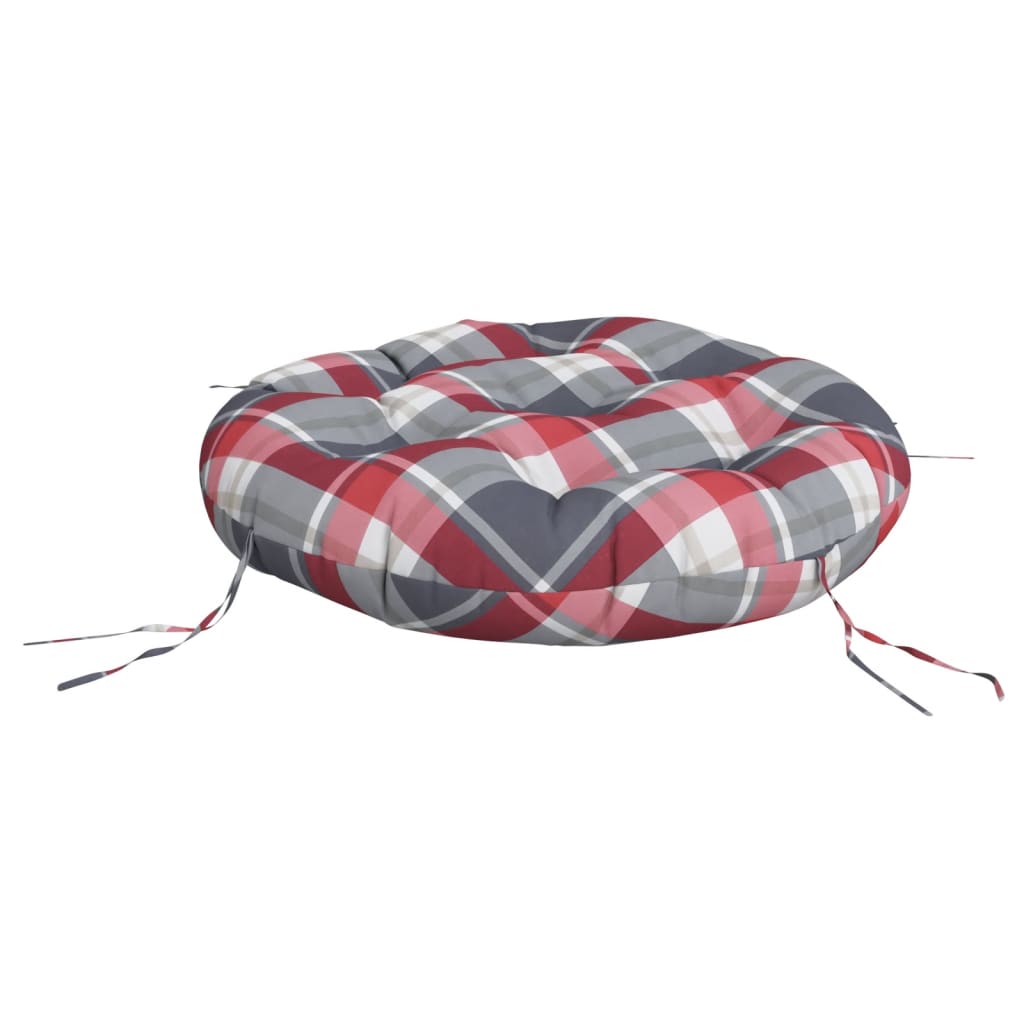 Round Cushion Red Check Pattern Ø 60 x11 cm Oxford Fabric