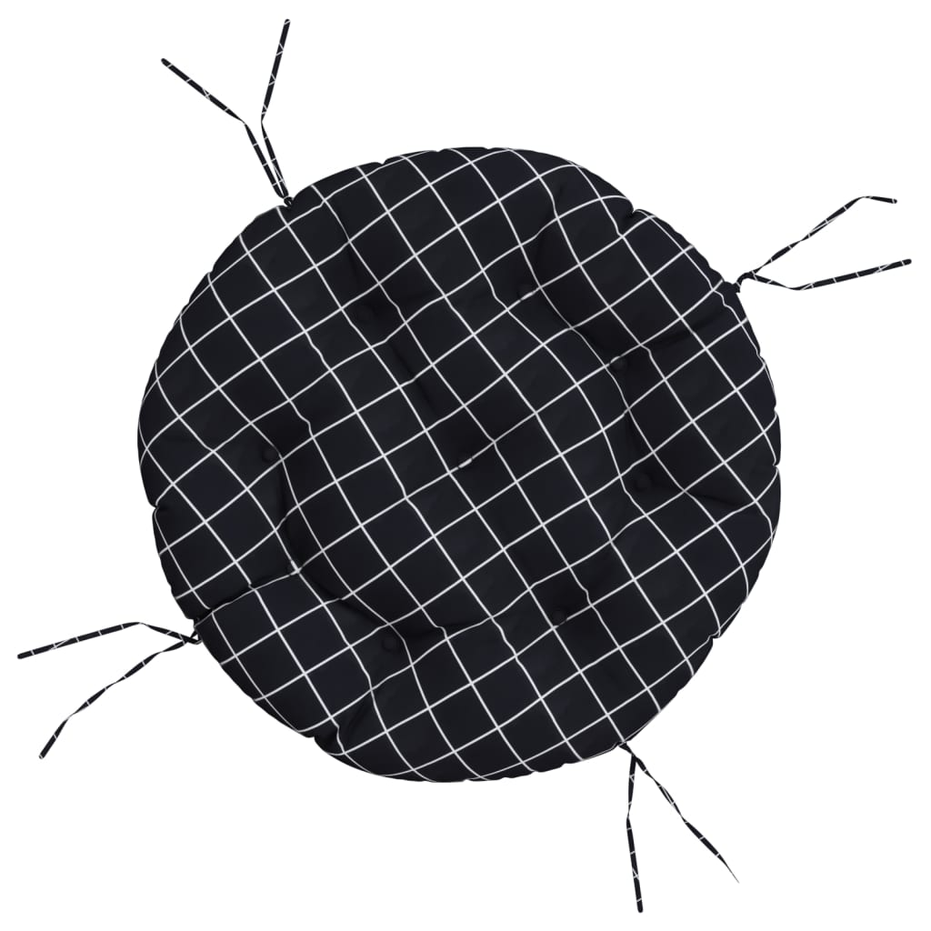 Round Cushion Black Check Pattern Ø 60 x11 cm Oxford Fabric