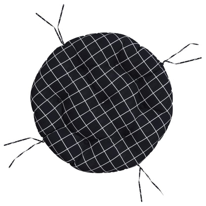 Round Cushion Black Check Pattern Ø 60 x11 cm Oxford Fabric