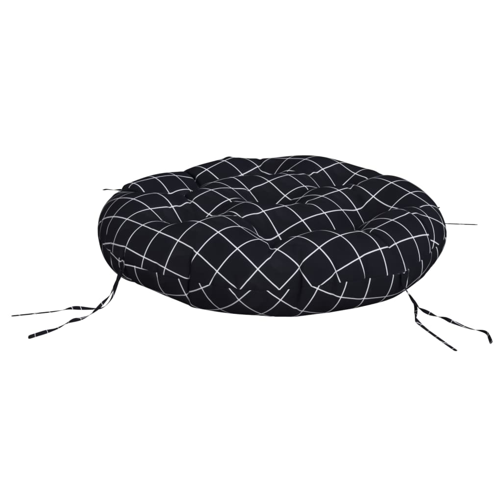 Round Cushion Black Check Pattern Ø 60 x11 cm Oxford Fabric