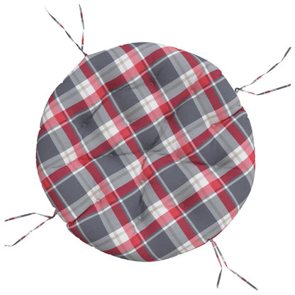 Round Cushion Red Check Pattern Ø 100 x11 cm Oxford Fabric