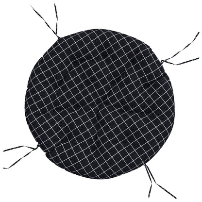 Round Cushion Black Check Pattern Ø 100 x11 cm Oxford Fabric