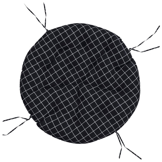 Round Cushion Black Check Pattern Ø 100 x11 cm Oxford Fabric