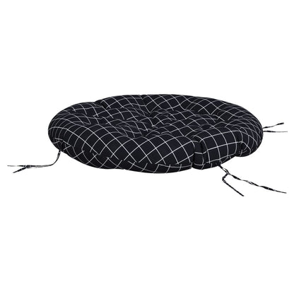 Round Cushion Black Check Pattern Ø 100 x11 cm Oxford Fabric