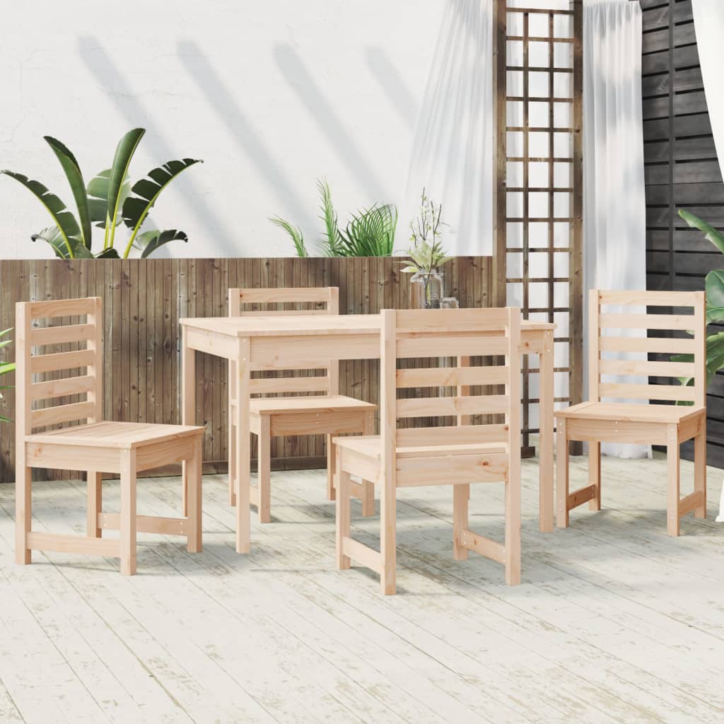 Garden Dining Set | Natural Wood Look | Solid Pine Wood | 5 Piece Set