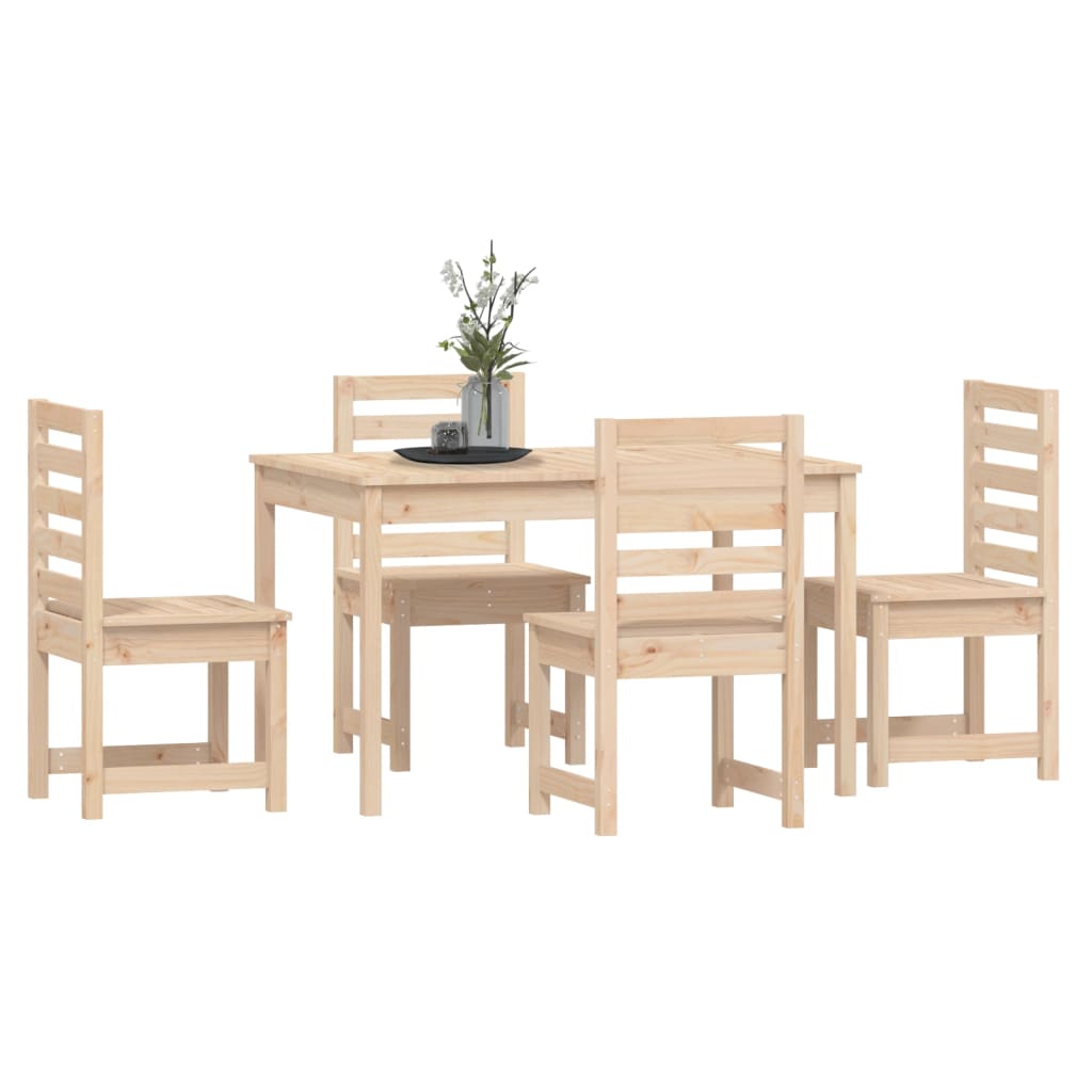 Garden Dining Set | Natural Wood Look | Solid Pine Wood | 5 Piece Set