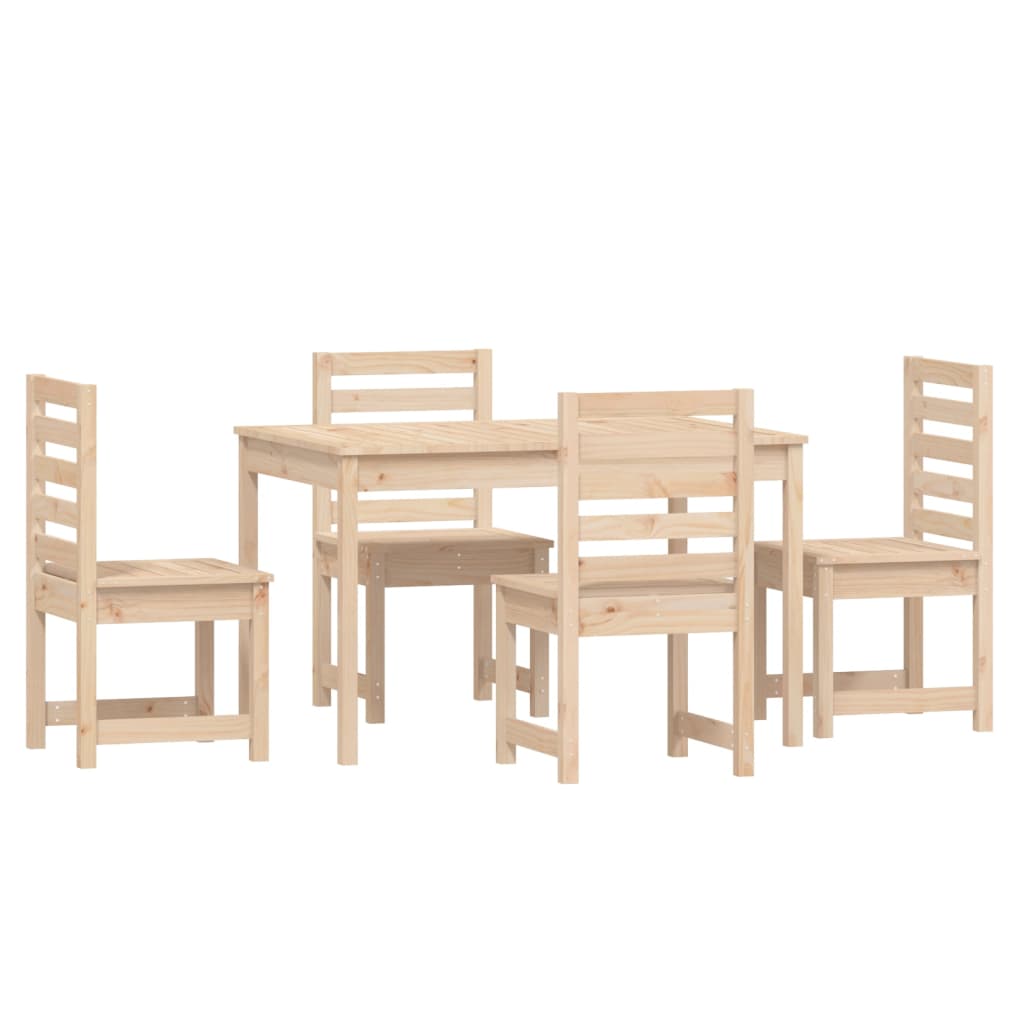 Garden Dining Set | Natural Wood Look | Solid Pine Wood | 5 Piece Set