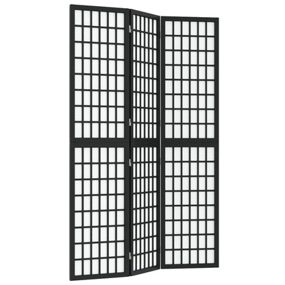 Folding 3-Panel Room Divider Japanese Style 120x170 cm Black