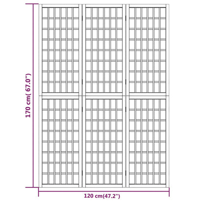 Folding 3-Panel Room Divider Japanese Style 120x170 cm Black
