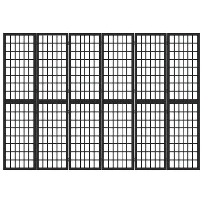 Folding 6-Panel Room Divider Japanese Style 240x170 cm Black