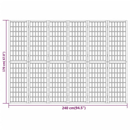 Folding 6-Panel Room Divider Japanese Style 240x170 cm Black